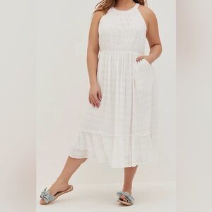 Torrid White Eyelet Midi Dress Size 2